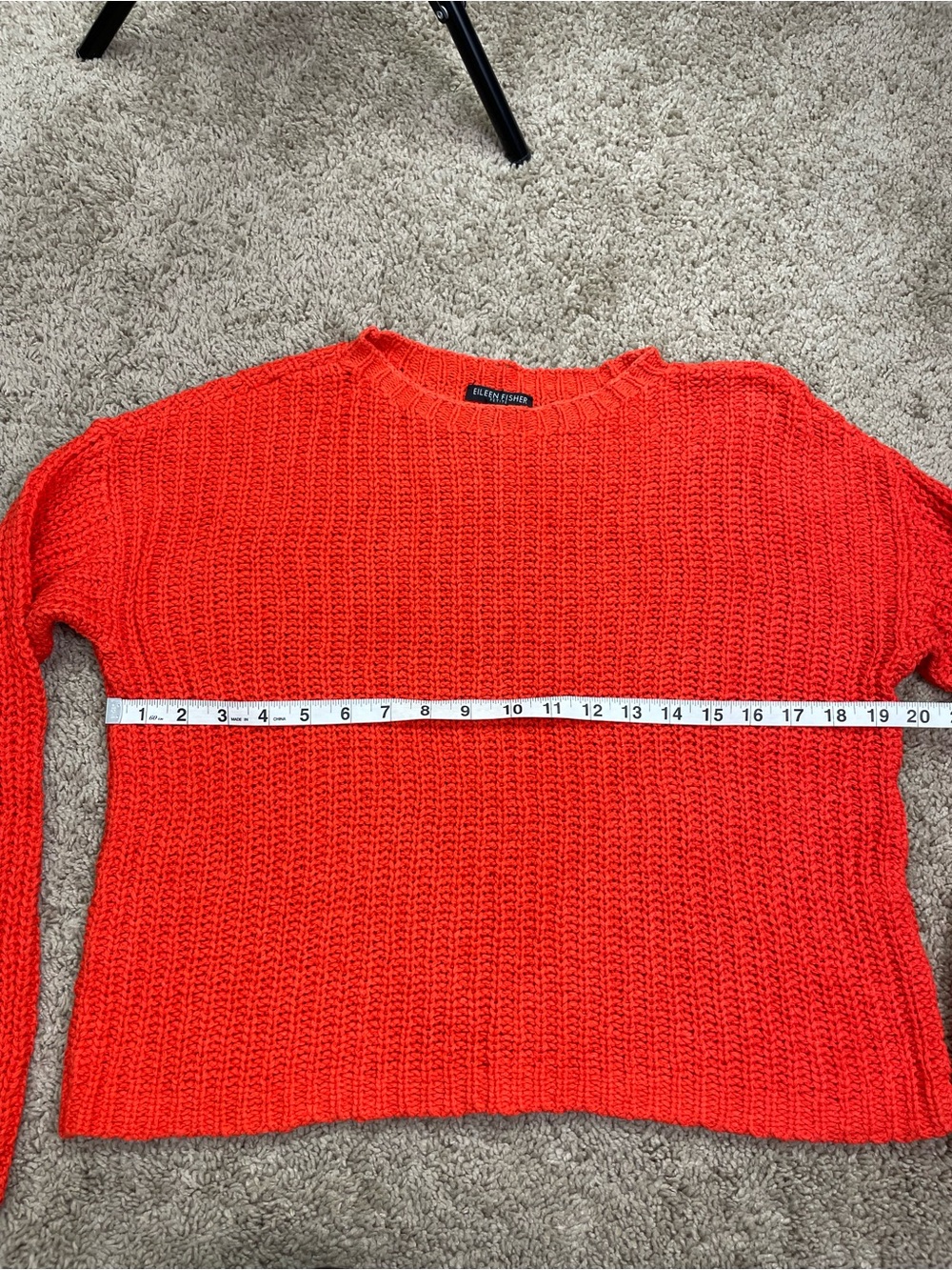 Eileen Fisher Bright Orange Crewneck Knit Sweater - Picture 7 of 10